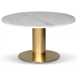 Soffbord i marmor Ø85 cm med mässingsfot