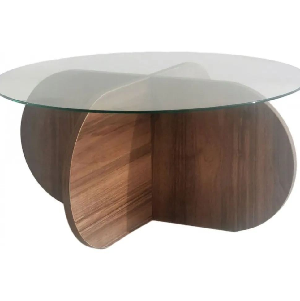 Soffbord i valnöt med glasskiva