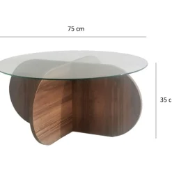 Soffbord i valnöt med glasskiva