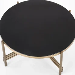 Soffbord Jenelle i svart/guld - Ø80 cm + Möbeltassar