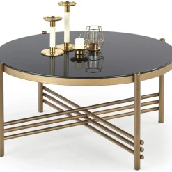 Soffbord Jenelle i svart/guld - Ø80 cm