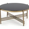 Soffbord Jenelle i svart/guld - Ø80 cm + Textilrengöring för möbler
