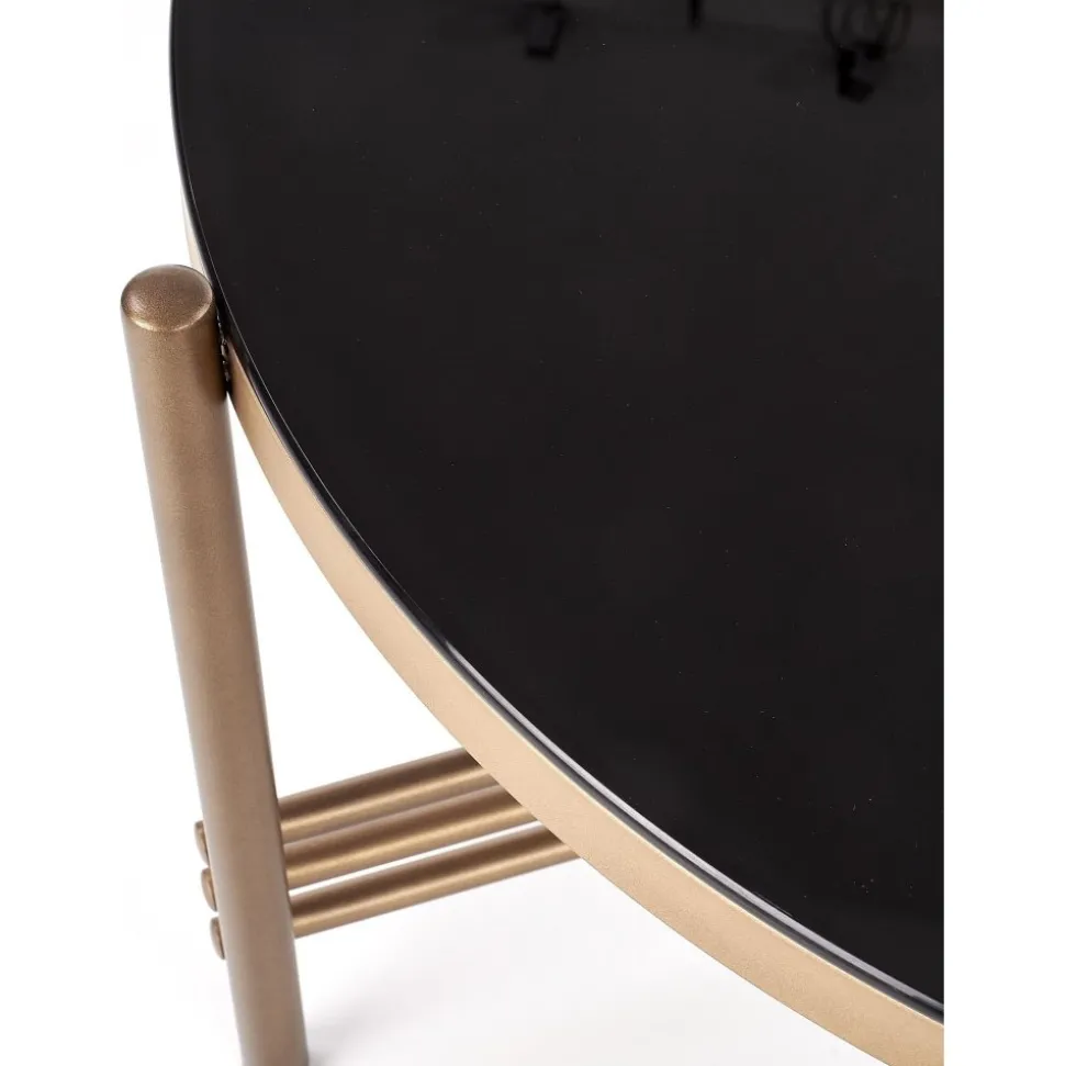 Soffbord Jenelle i svart/guld - Ø80 cm + Textilrengöring för möbler