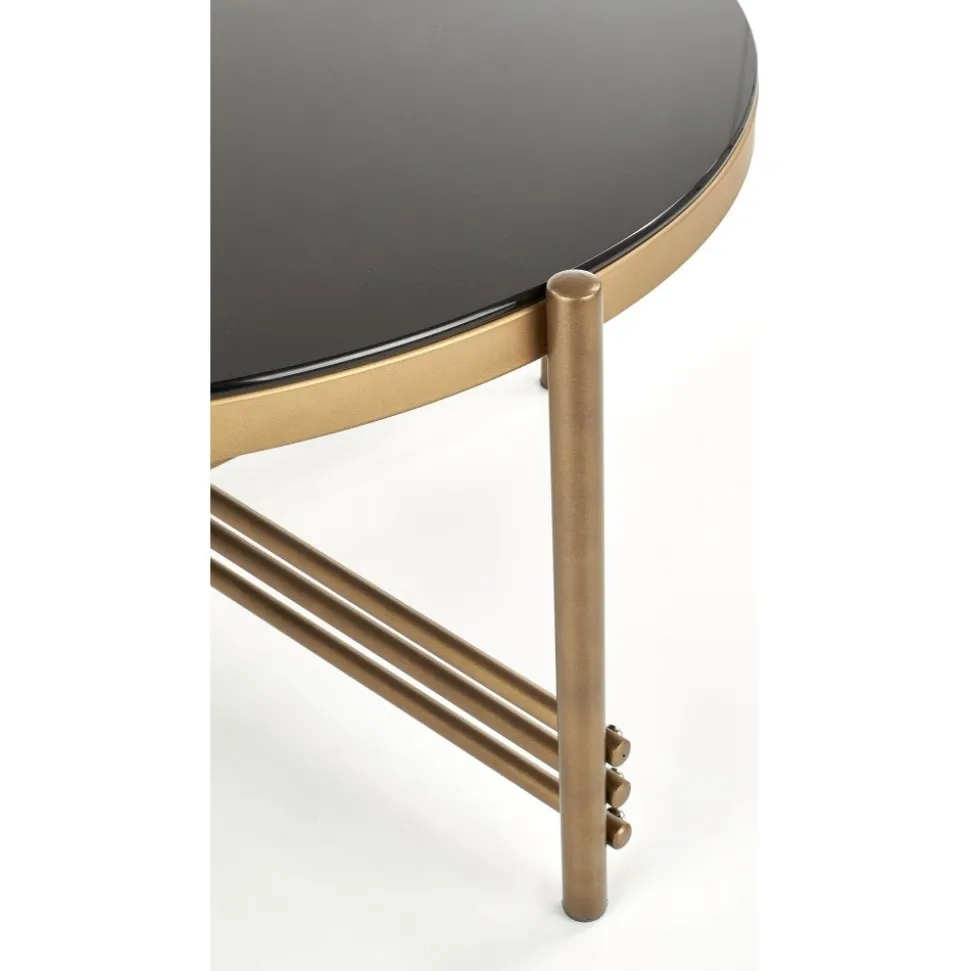 Soffbord Jenelle i svart/guld - Ø80 cm + Textilrengöring för möbler