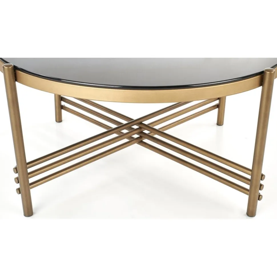 Soffbord Jenelle i svart/guld - Ø80 cm + Textilrengöring för möbler