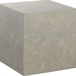 Soffbord kuben 60 x 60 x 60 cm - Beige marmor utseende + Möbeltassar