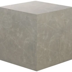 Soffbord kuben 60 x 60 x 60 cm - Beige marmor utseende + Möbeltassar