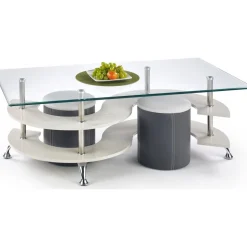 Soffbord med sittpallar 130 x 70 cm - Mörk grå/grå