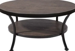 Soffbord mörkbetsad trä/svart Ø91 cm - Manilla