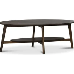 Soffbord ovalt valnöt 140 cm + Möbeltassar