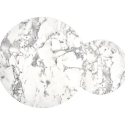 Soffbord set med 2 st Ø38/60 cm - Vit marmoreffekt/guld + Möbeltassar