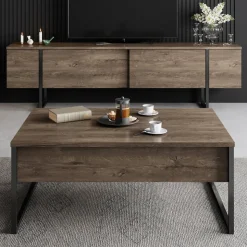 Soffbord valnöt/svart 90 x 60 cm - Lux