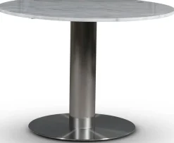 SOHO matbord i marmor Ø105 cm - Borstat aluminium / Ljus marmor