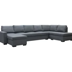 Solna mörkgrå vändbar U-soffa 367 cm + Möbeltassar