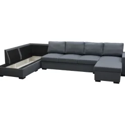 Solna mörkgrå vändbar U-soffa 367 cm + Möbeltassar