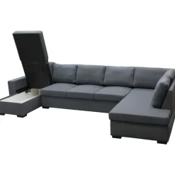Solna mörkgrå vändbar U-soffa 367 cm + Möbeltassar