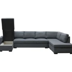 Solna mörkgrå vändbar U-soffa 367 cm + Möbeltassar