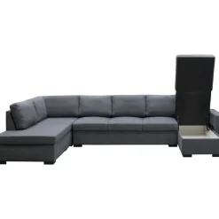 Solna mörkgrå vändbar U-soffa 367 cm + Möbeltassar