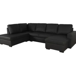 Solna U-soffa i svart PU A3D + Fläckborttagare för möbler