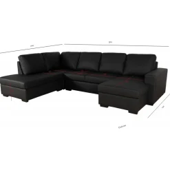 Solna U-soffa i svart PU A3D + Fläckborttagare för möbler