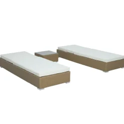 Solsängar 2 st med bord - Natur rotting + Rengöringsmedel för utemöbler