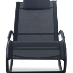 Solstol med gungfunktion - Svart + Textilskydd för utemöbler