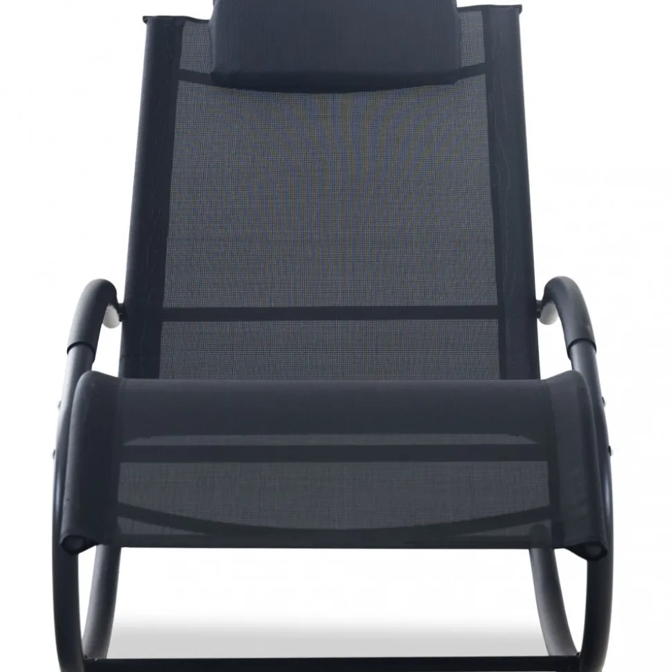 Solstol med gungfunktion - Svart + Rengöringsmedel för utemöbler