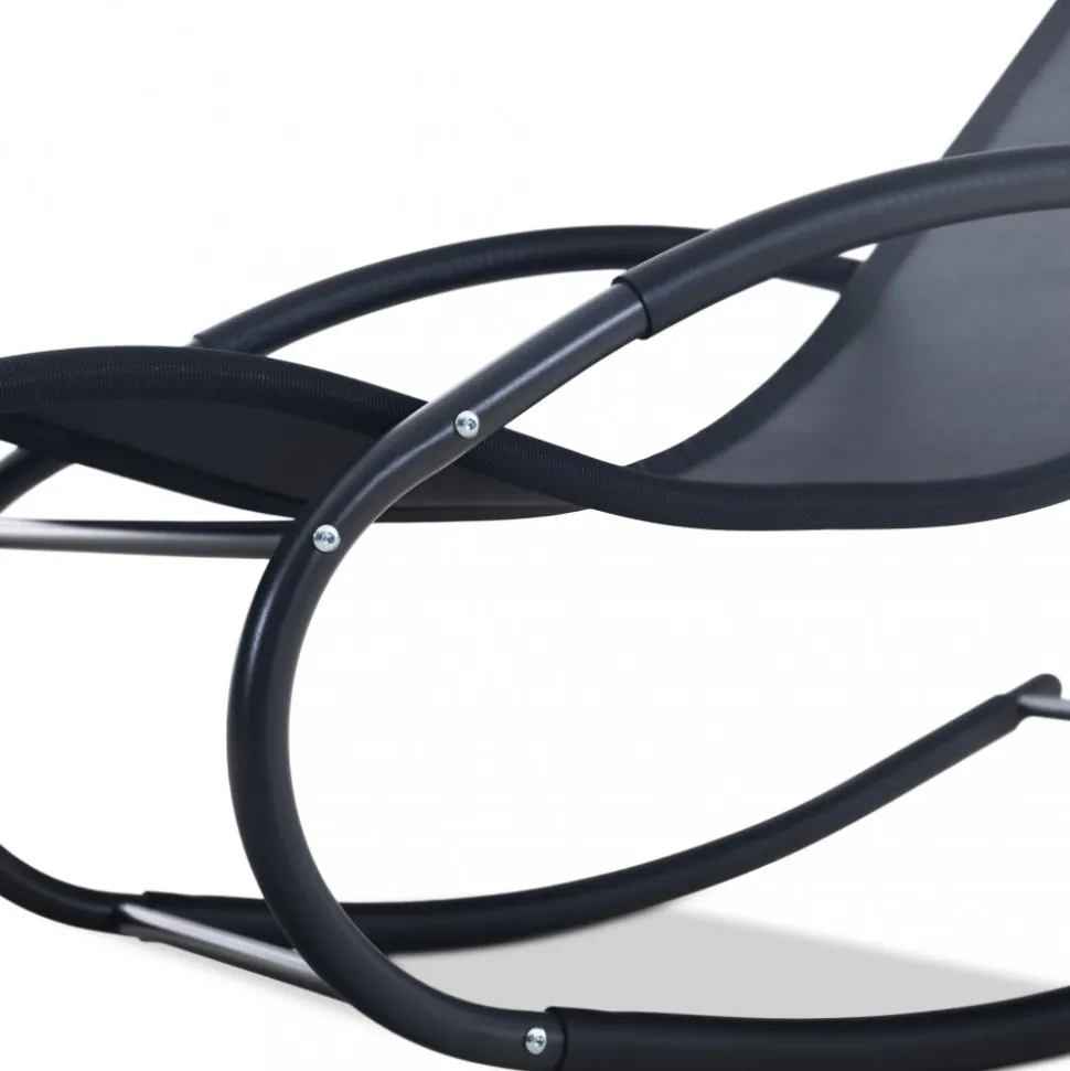 Solstol med gungfunktion - Svart + Rengöringsmedel för utemöbler