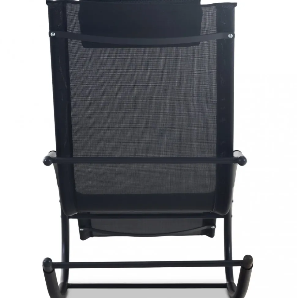 Solstol med gungfunktion - Svart + Rengöringsmedel för utemöbler