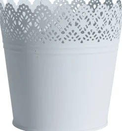 Spets kruka rund - Vit