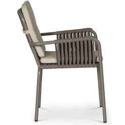 Stapelbar utestol grå med beige dyna + Rengöringsmedel för utemöbler