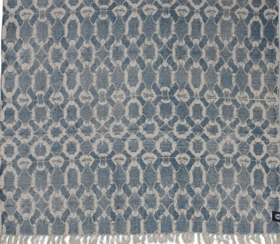 Stentvättad bomullsmatta Manchester Aqua - Olika storlekar