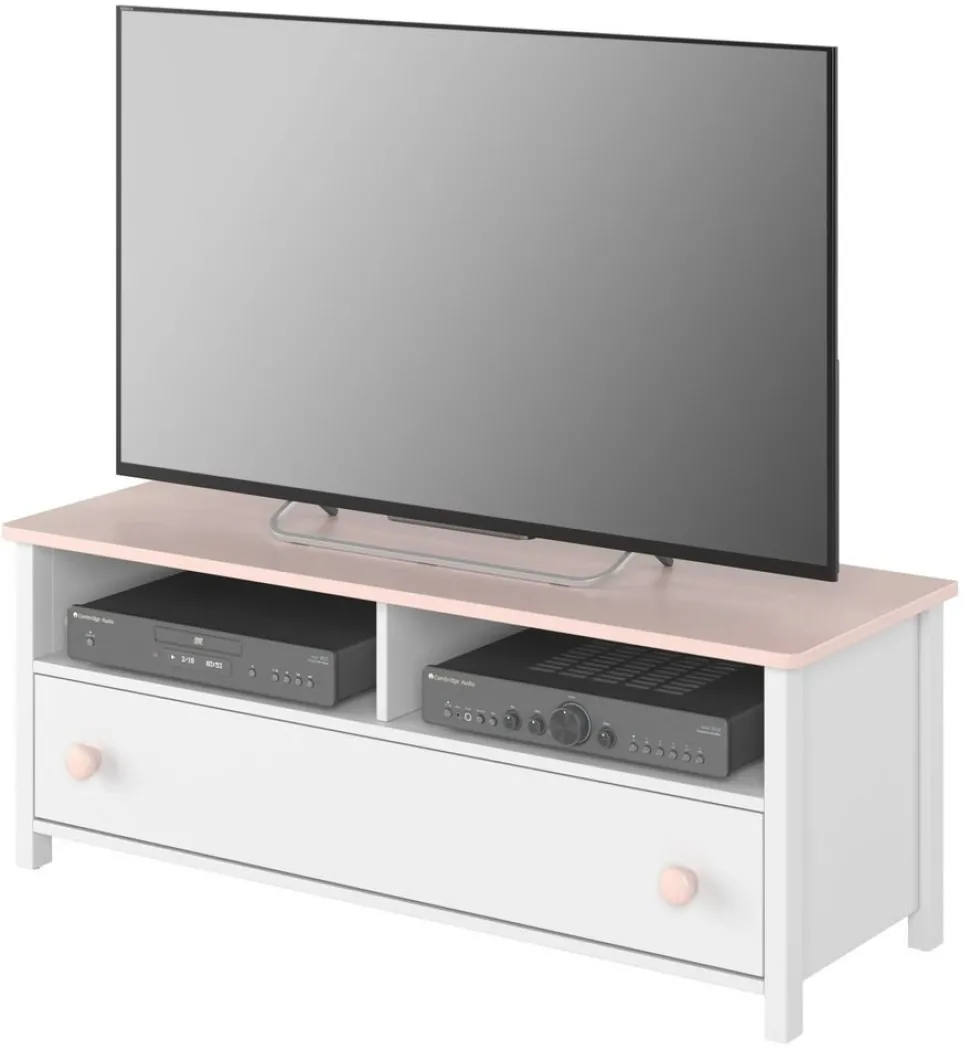 Stephany TV-bänk - Vit/rosa