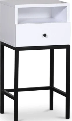 Stilo V.2 sängbord med låda Vit / Svart