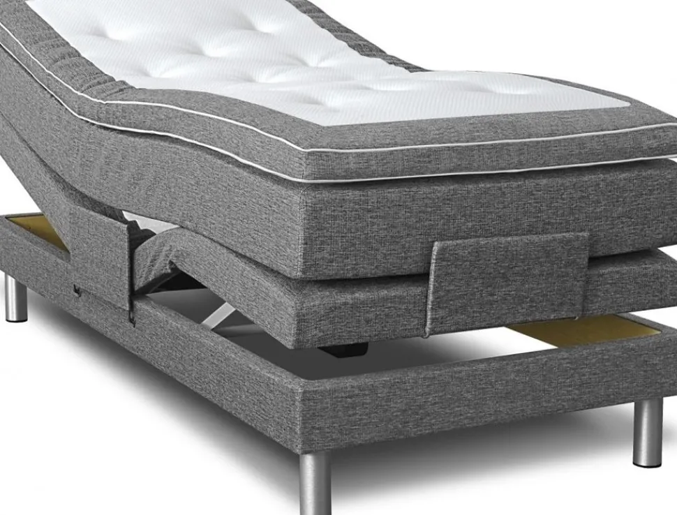 Ställbar säng 7-zons grå 105x200 cm