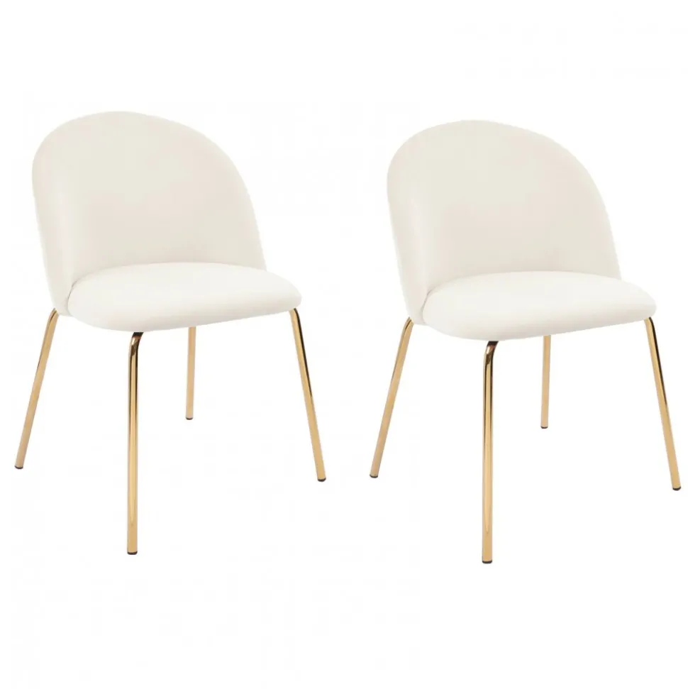 Stol beige sammet guldiga ben - Plaza