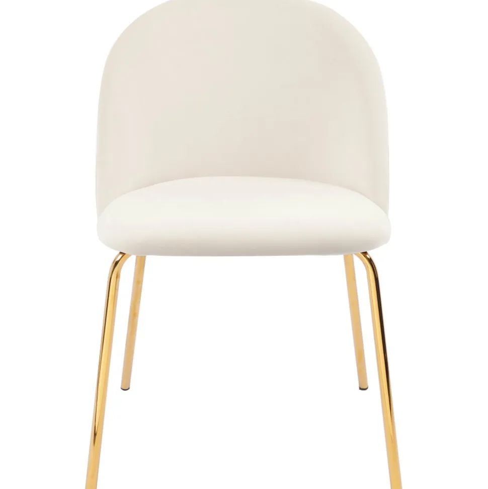 Stol beige sammet guldiga ben - Plaza