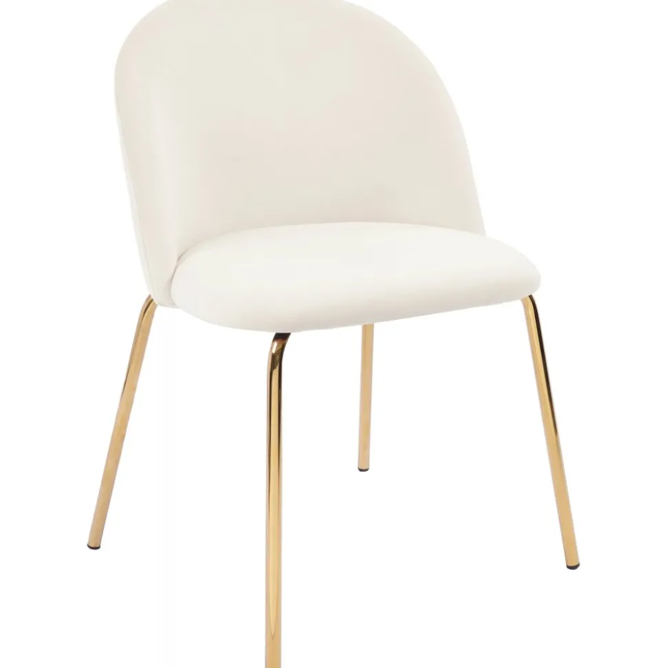 Stol beige sammet guldiga ben - Plaza