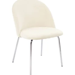 Stol beige sammet med kromade ben - Plaza