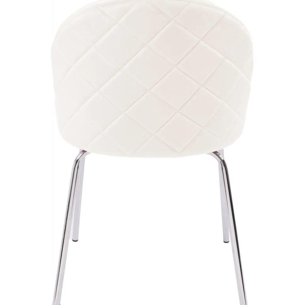 Stol beige sammet med kromade ben - Plaza