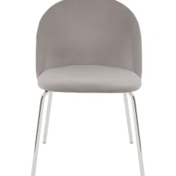 Stol gråbeige sammet kromade ben