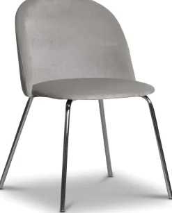 Stol gråbeige sammet kromade ben + Möbeltassar