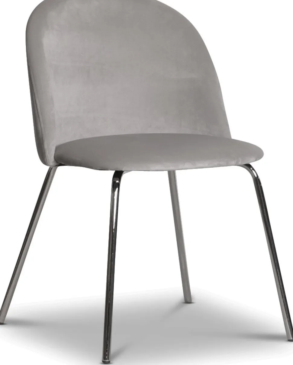 Stol gråbeige sammet kromade ben + Möbeltassar