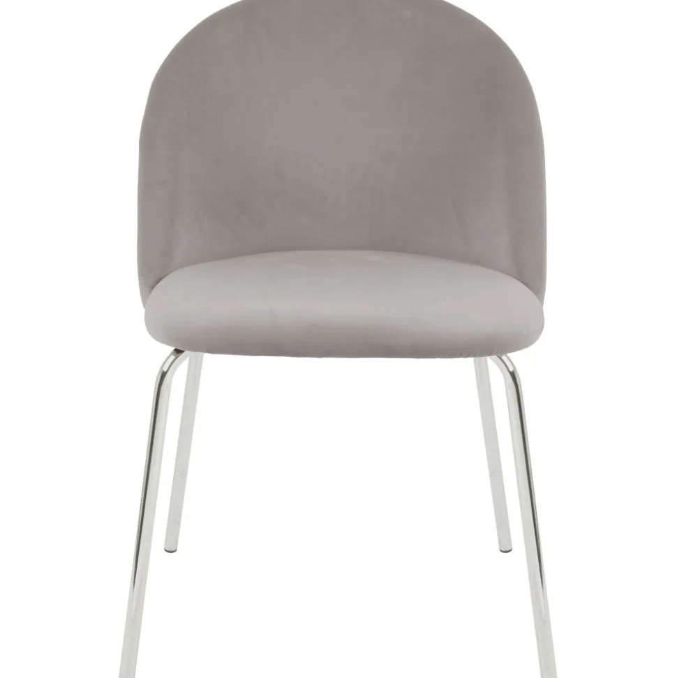 Stol gråbeige sammet kromade ben + Möbeltassar