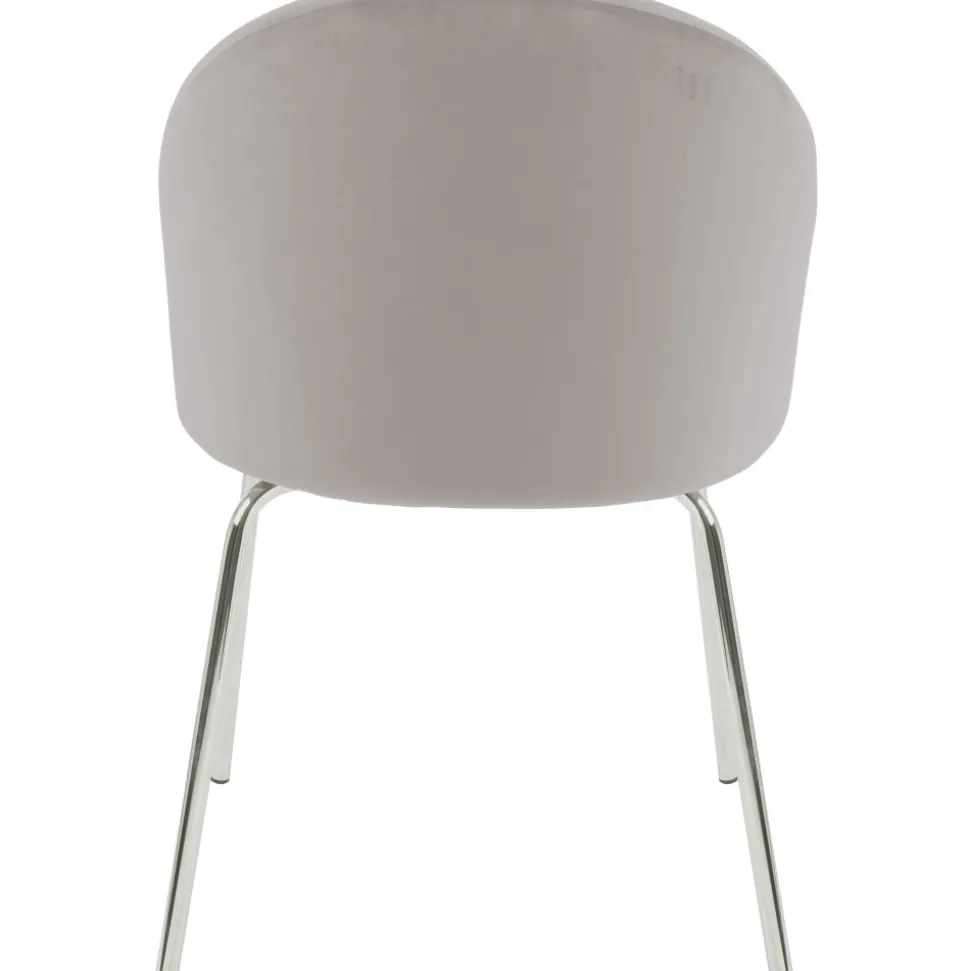 Stol gråbeige sammet kromade ben + Möbeltassar