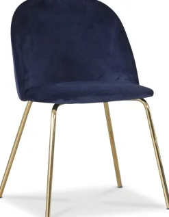 Stol i blå velvet med guldiga ben