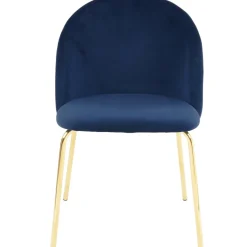 Stol i blå velvet med guldiga ben