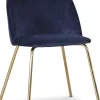 Stol i blå velvet med guldiga ben + Textilrengöring för möbler