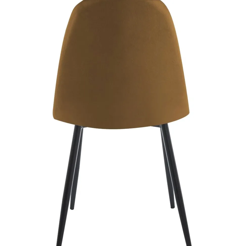 Stol i brun sammet svarta ben