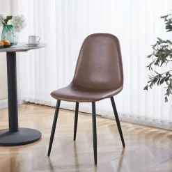 Stol i brunt läderutseende + Möbelvård Läderskydd